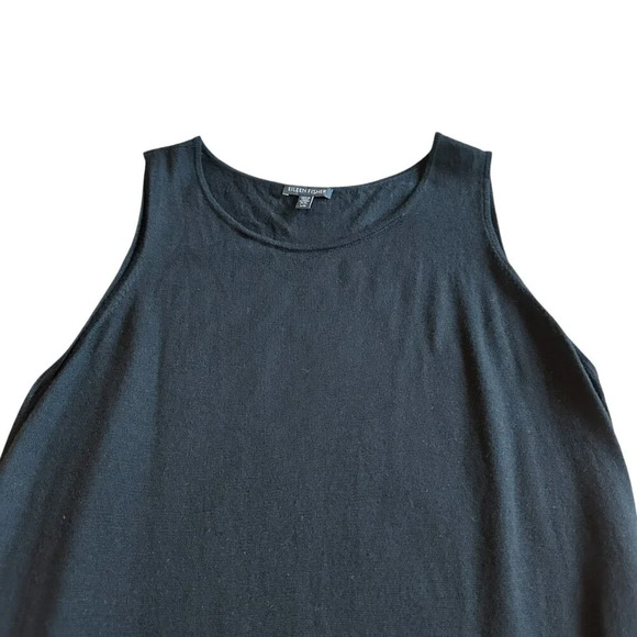 Eileen Fisher Black Sleeveless Shift Dress Mini Length Stretch Size Large Womens - Picture 2 of 8